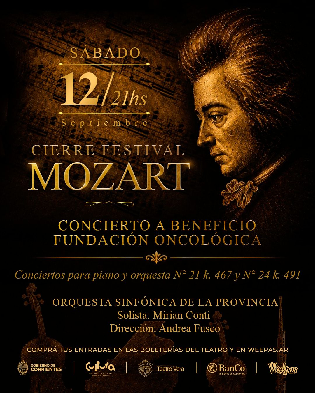 Afiche de la obra Llega el Festival Mozart con cine, charlas, clases y dos conciertos en el Teatro Vera